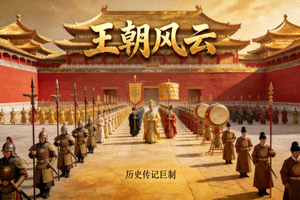历史传记剧《王朝风云》海报 - 古代宫殿与帝王仪仗