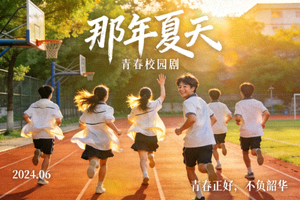 青春校园剧《那年夏天》海报 - 校园操场与青春少年